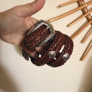 Brown Braided Leather Belt